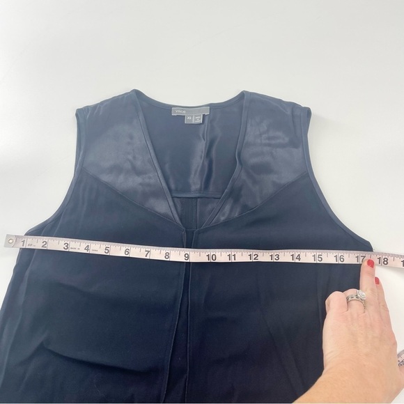 Vince Navy Blue V Neck Matte and Shine Sheath dress style v146750404 size XS - Picture 6 of 12